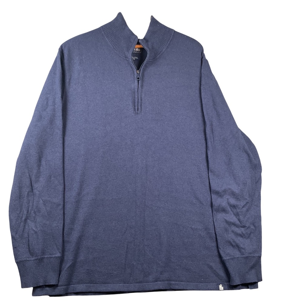 The North Face Quarter Zip Sweater Mens XL Navy Blue Cotton Wool Blend Pullover